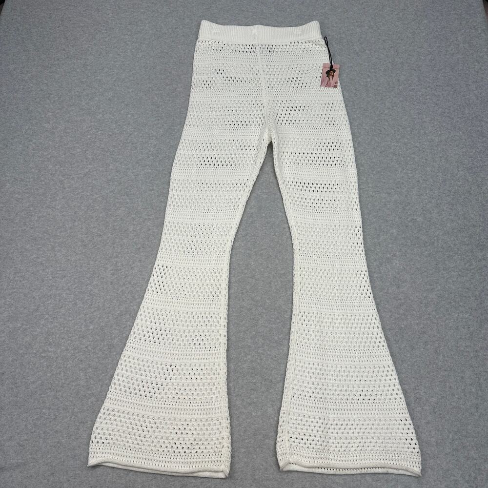 Sincerely Jules Pants Flare Lounge WMNS M Cream Boho Minimalist Cozy Knitwear